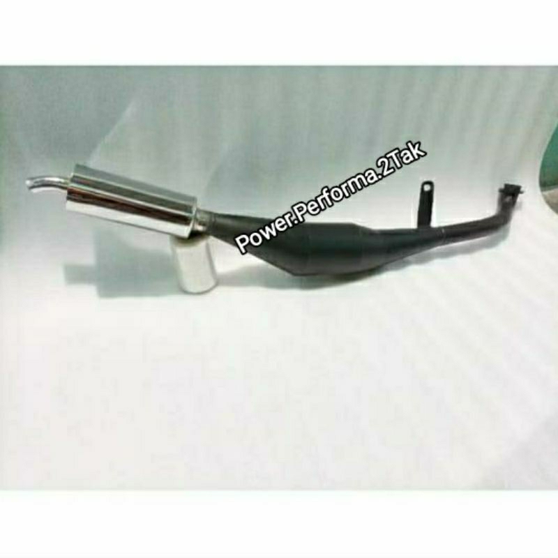 Knalpot Yamaha V80 Perut Hitam Standar Racing Suara Garing Gemerincing