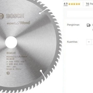 

Mata Gergaji Kayu 8"X60T BOSCH TCT Circular Saw Blade Potong Circle