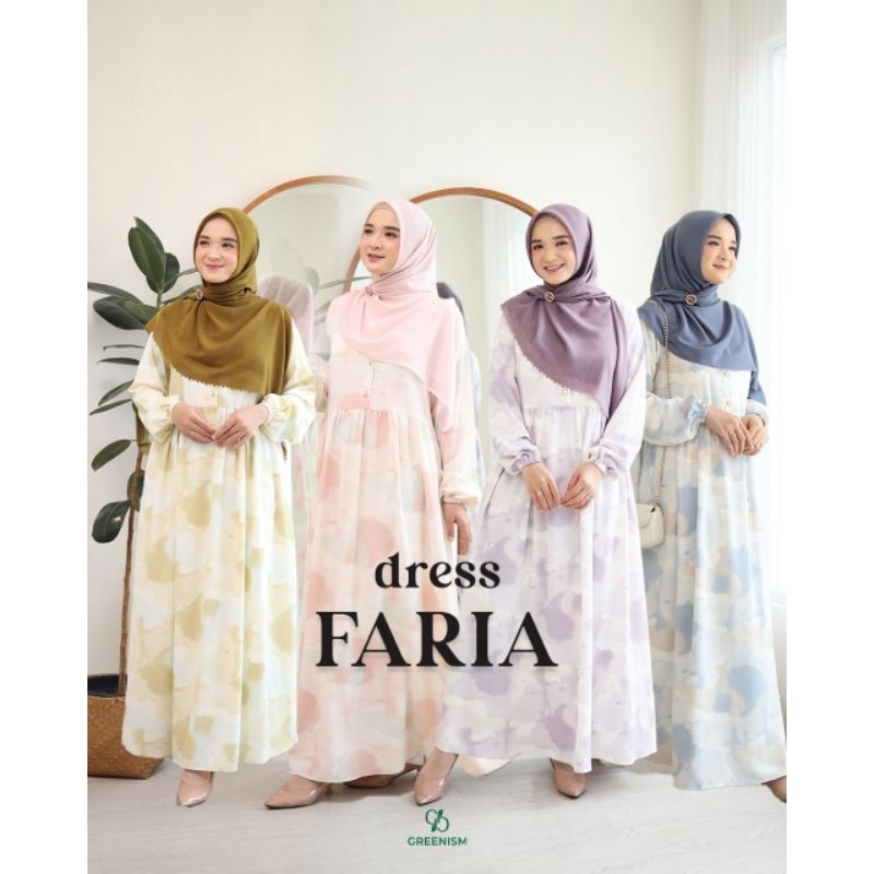Faria Dress Gamis Motif Bahan Crinkle Premium by Greenism