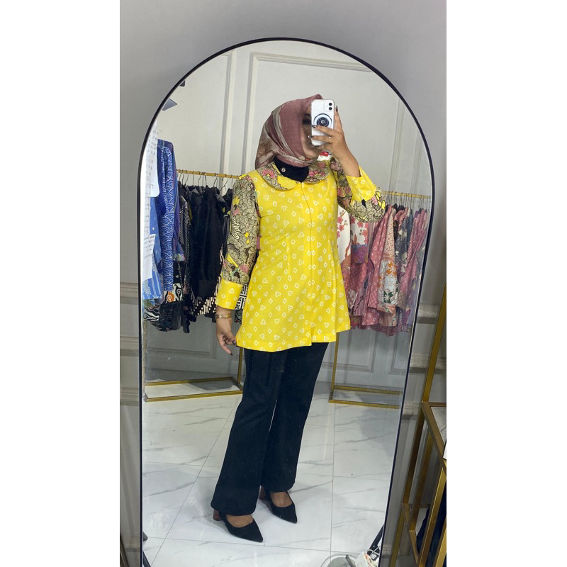 Blus batik warna kuning cap asli