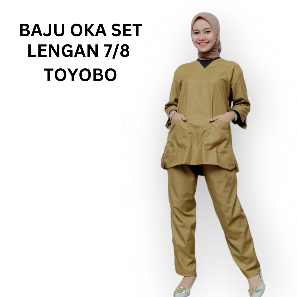 baju oka lengan 7/8 toyobo scrub medis oka perawat jaga dokter medis set 7/8 S M L XL XXL XXXL XXXXL