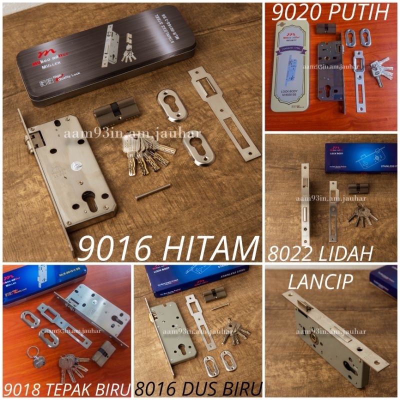 Body pelor muller kunci pintu Rumah kupu tarung dan pintu single Muler Bodi Pellor Biru Hitam 9016 P