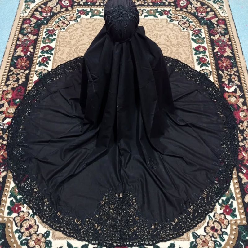 Mukena Kerancang Hitam Katun Paris