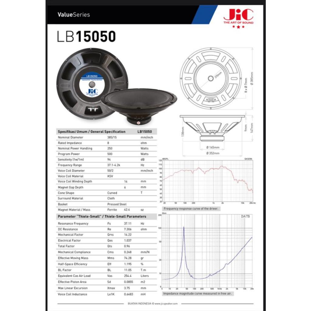 Speaker JIC 15 inch LB 15050