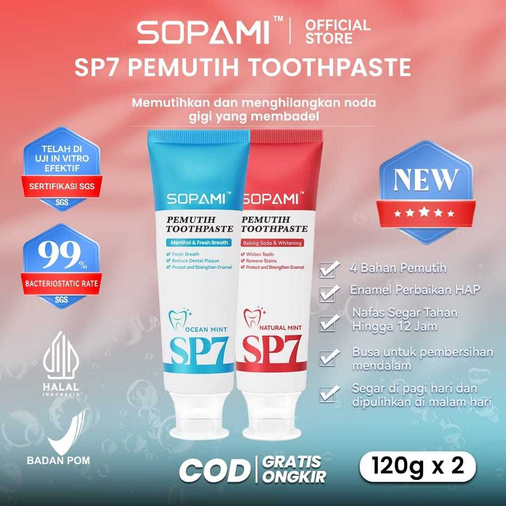 SOPAMI PASTA GIGI SP7 PASTA GIGI SOPAMI SP7 MEMUTIHKAN GIGI NAFAS SEGAR PASTA GIGI PENGHILANG BAU MU