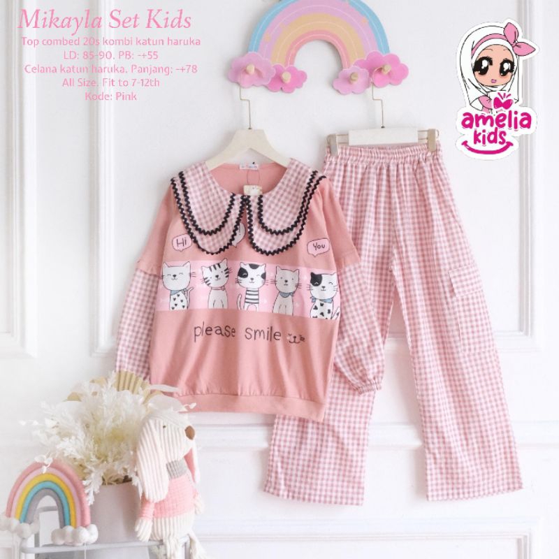 (COD) mikayla set kids ORI Amelia kids/ size 7-12tahun