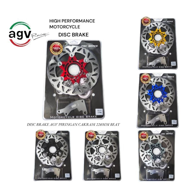 Piringan Disk Cakram Depan 220mm Kembang AGV + Bracket PNP Beat Scoopy Vario Spacy