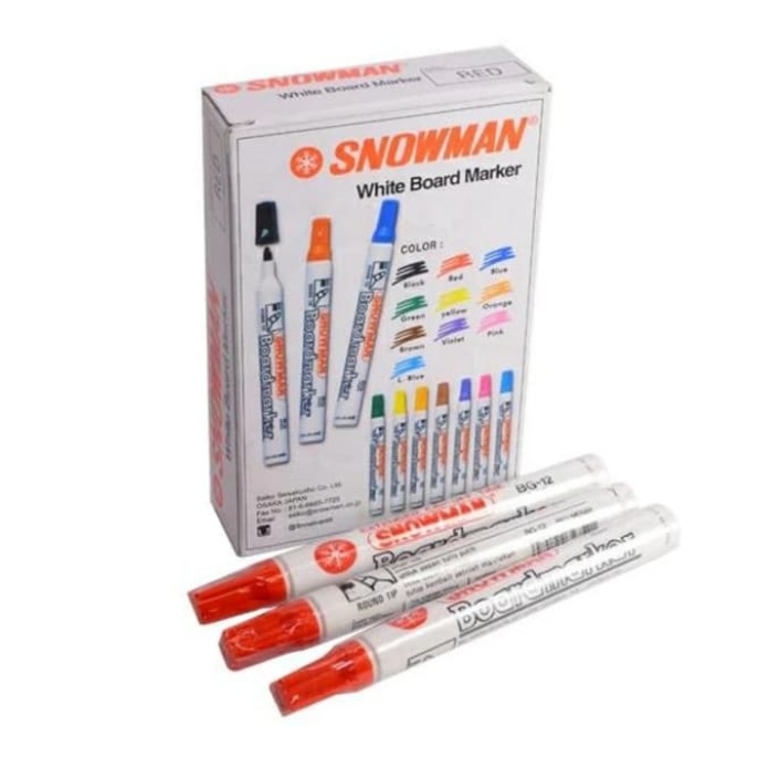 

spidol snowman white board merah 1 pack