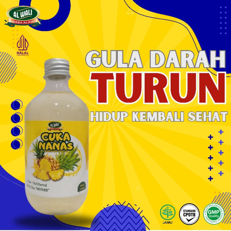 

CUKA NANAS ALWALIY 300ml Cuka Nanas With The mother Diet diabet Guladarah
