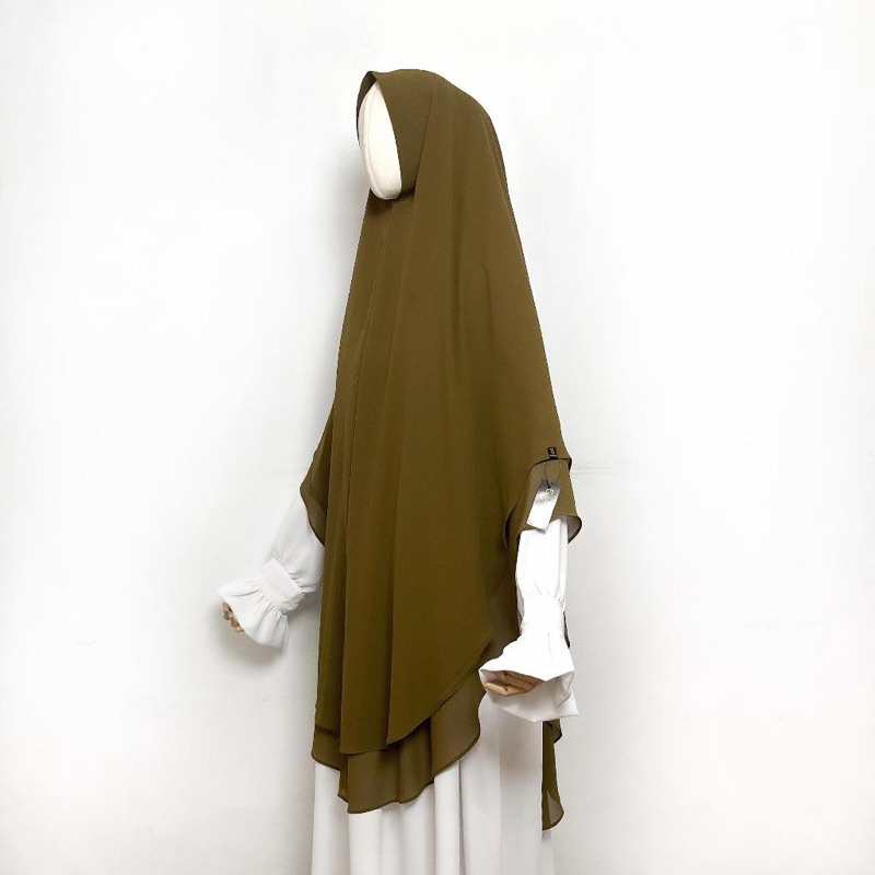 Khimar Non Pad Ceruty Lavela Adem Warna Wood Merah Cabe dan Biru Tua PRELOVED NO MINUS FISIK