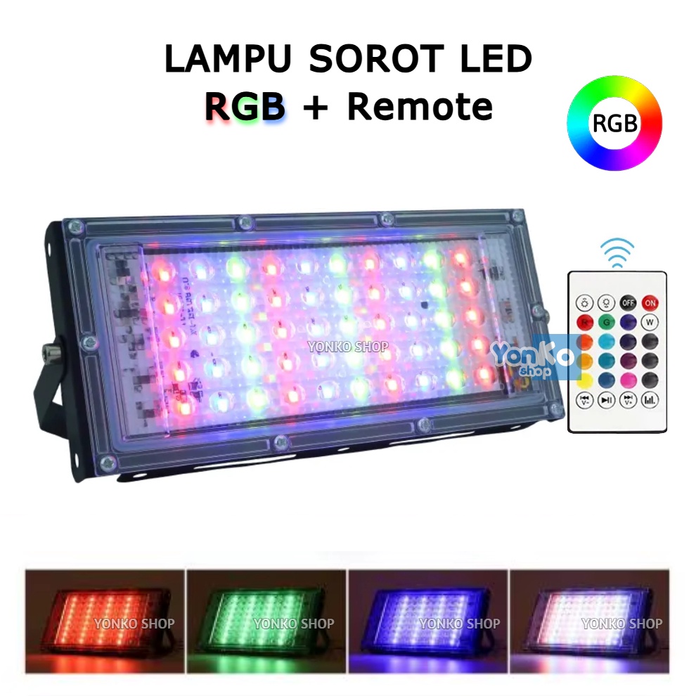 Diskon 3 Produk Baru Lampu Sorot LED 5 Watt DOB RGB Remote Waterproof  Lampu Tembak Floodlight Warna