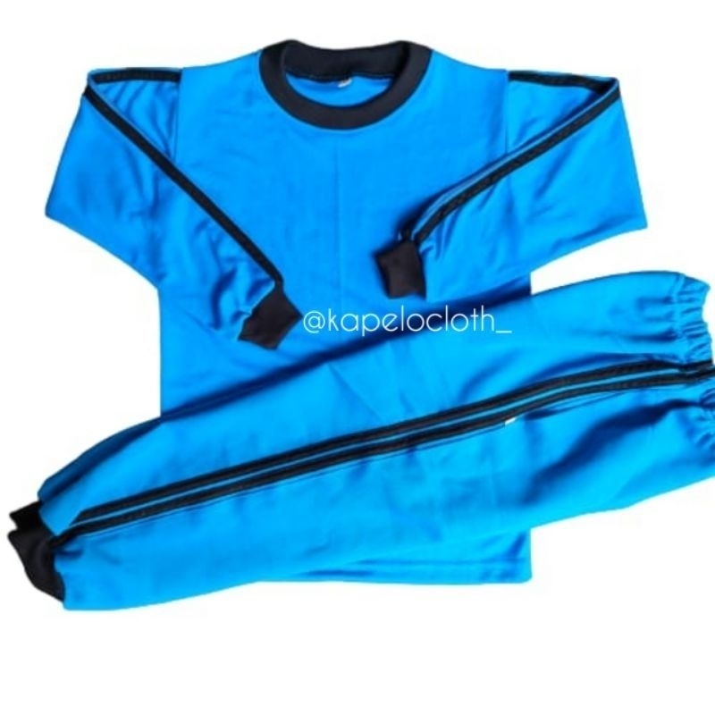setelan baju olahraga TK SD biru laut