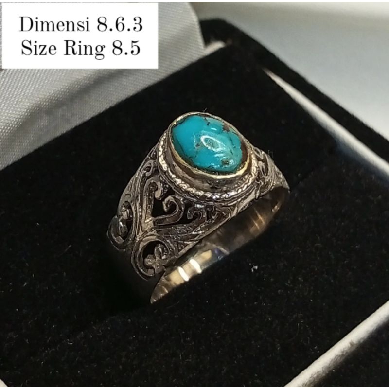 Cincin Pirus Persia Biru Polos Minion Antik