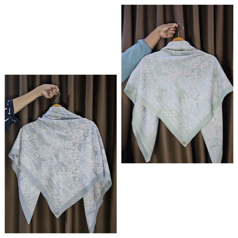 jilbab button scarves series granada square cameo green dan grey preloved