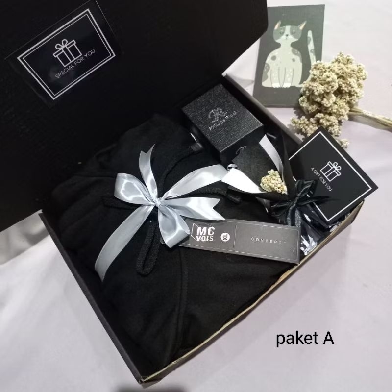 Hampers cowok Hoodie premium gift box Hoodie black series
