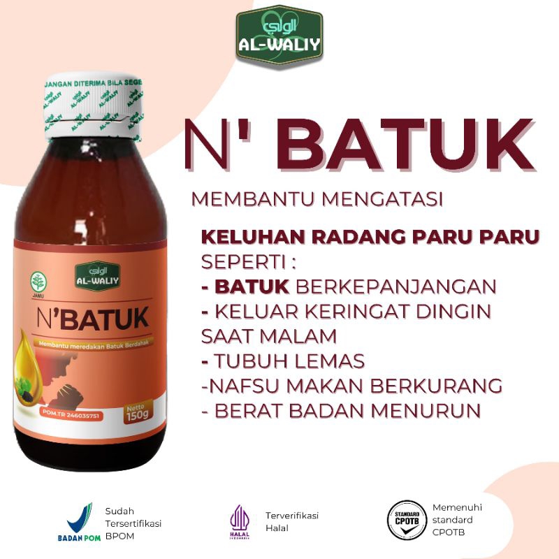 

Madu N'BATUK flek TB Sesak Nafas batuk menahun al waliy 150gr