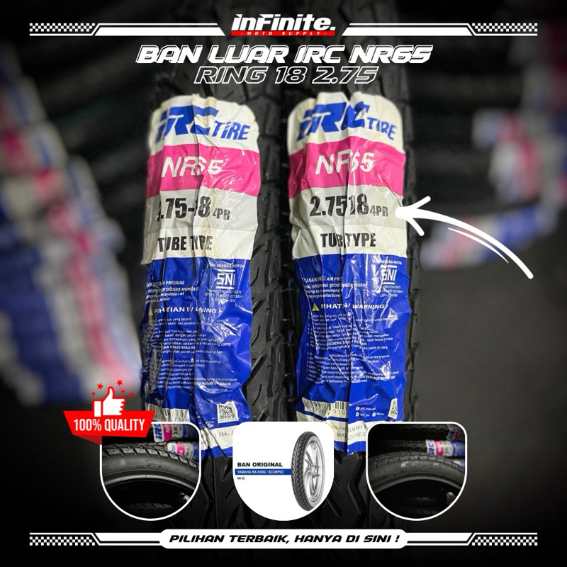 BAN LUAR IRC NR65 RING 18 275 RX KING / SCORPIO DLL ORIGINAL IRC