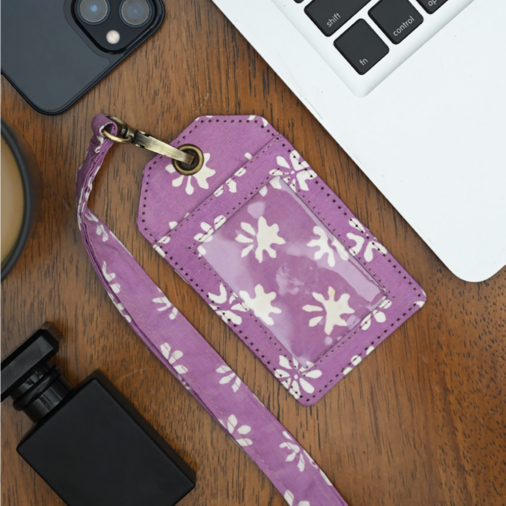 

NONA RARA - Lanyard Garut Purple A0061, Lanyard ID Card Holder Batik Modern
