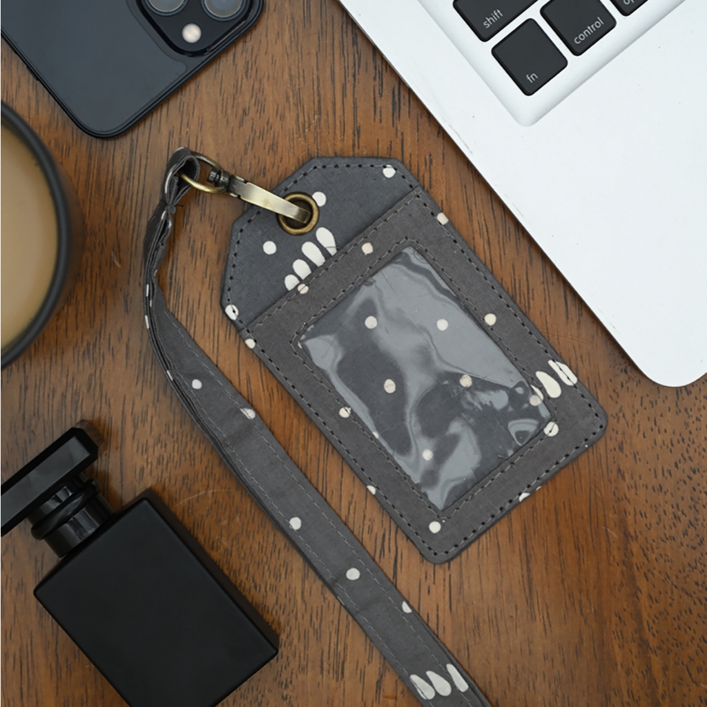 

NONA RARA - Lanyard Garut Grey A0071, Lanyard ID Card Holder Batik Modern