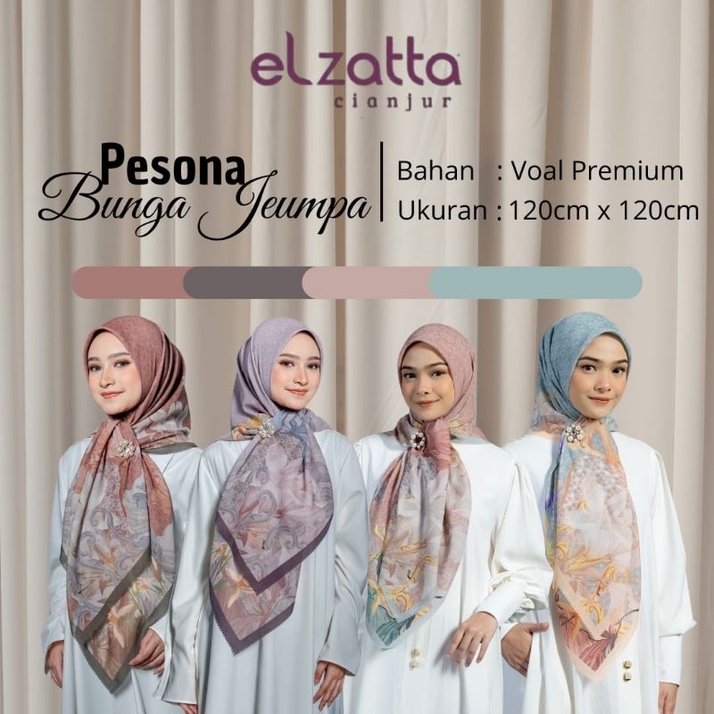 ELZATTA HIJAB SEGI EMPAT PESONA BUNGA JEUMPA SCARF PREMIUM KERUDUNG ELZATTA JILBAB ELZATTA JILBAB EL