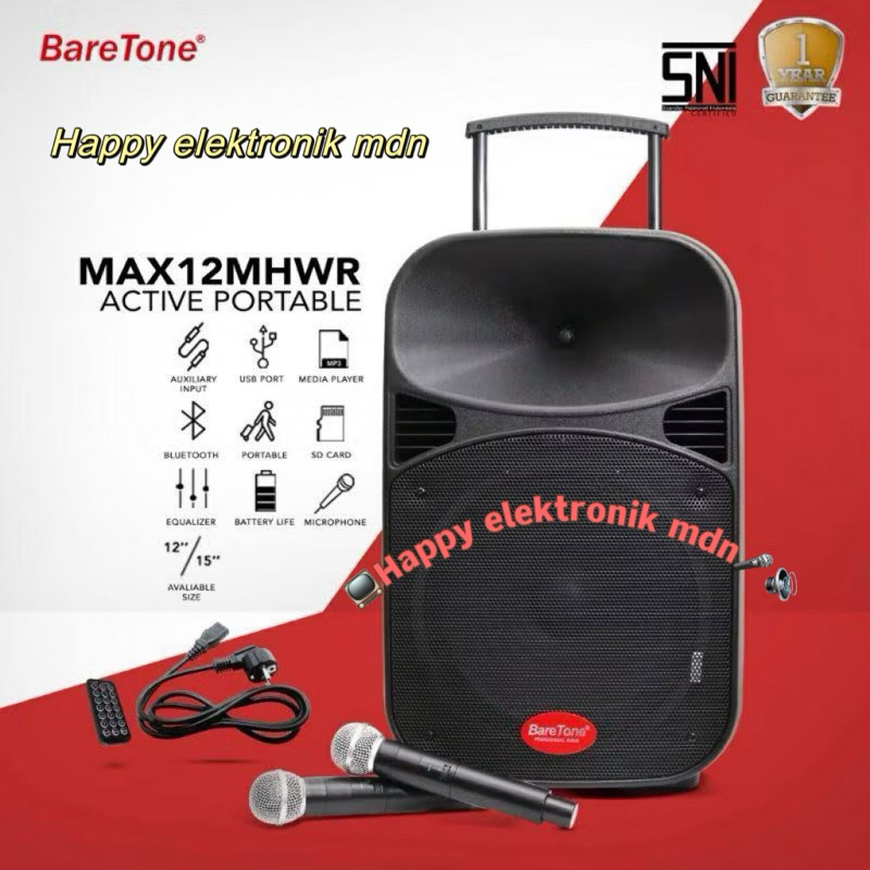 BARETONE SPEAKER Portable 12 inch BARETONE PORTABLE SPEAKER BARETONE 12MHWR BARETONE MHWR 12 inci SP