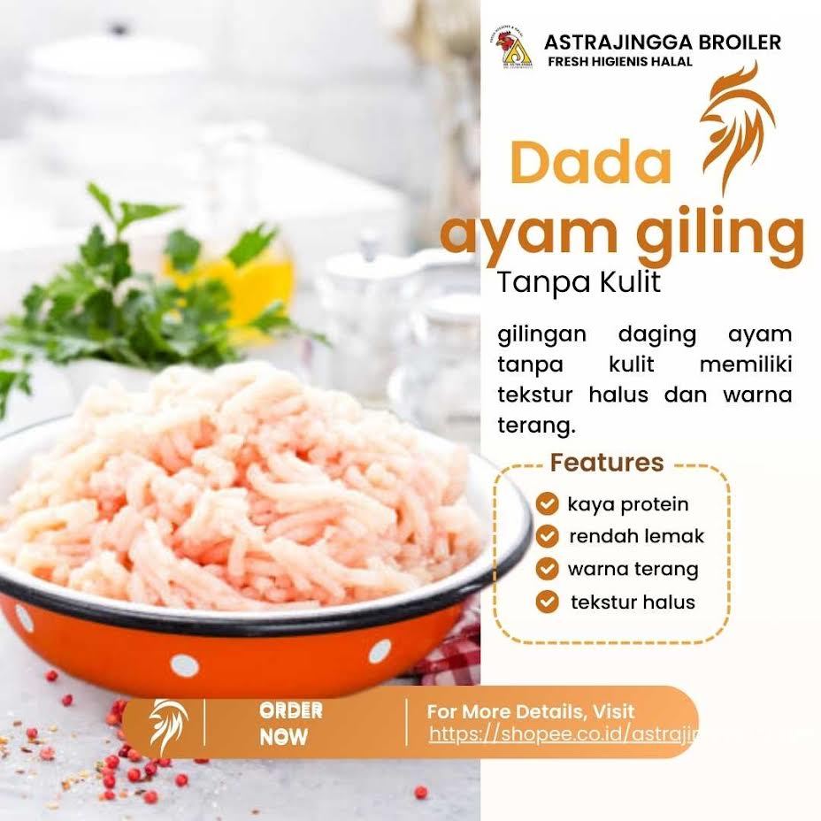 

Daging ayam giling dada tanpa kulit 1Kg astrajingga broiler