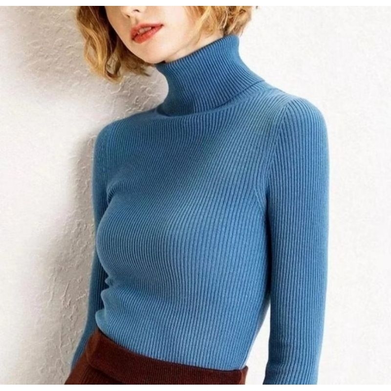 Baju Turtle Neck Rajut Premium Wanita / Inner Rajut Turtle Neck Aisha