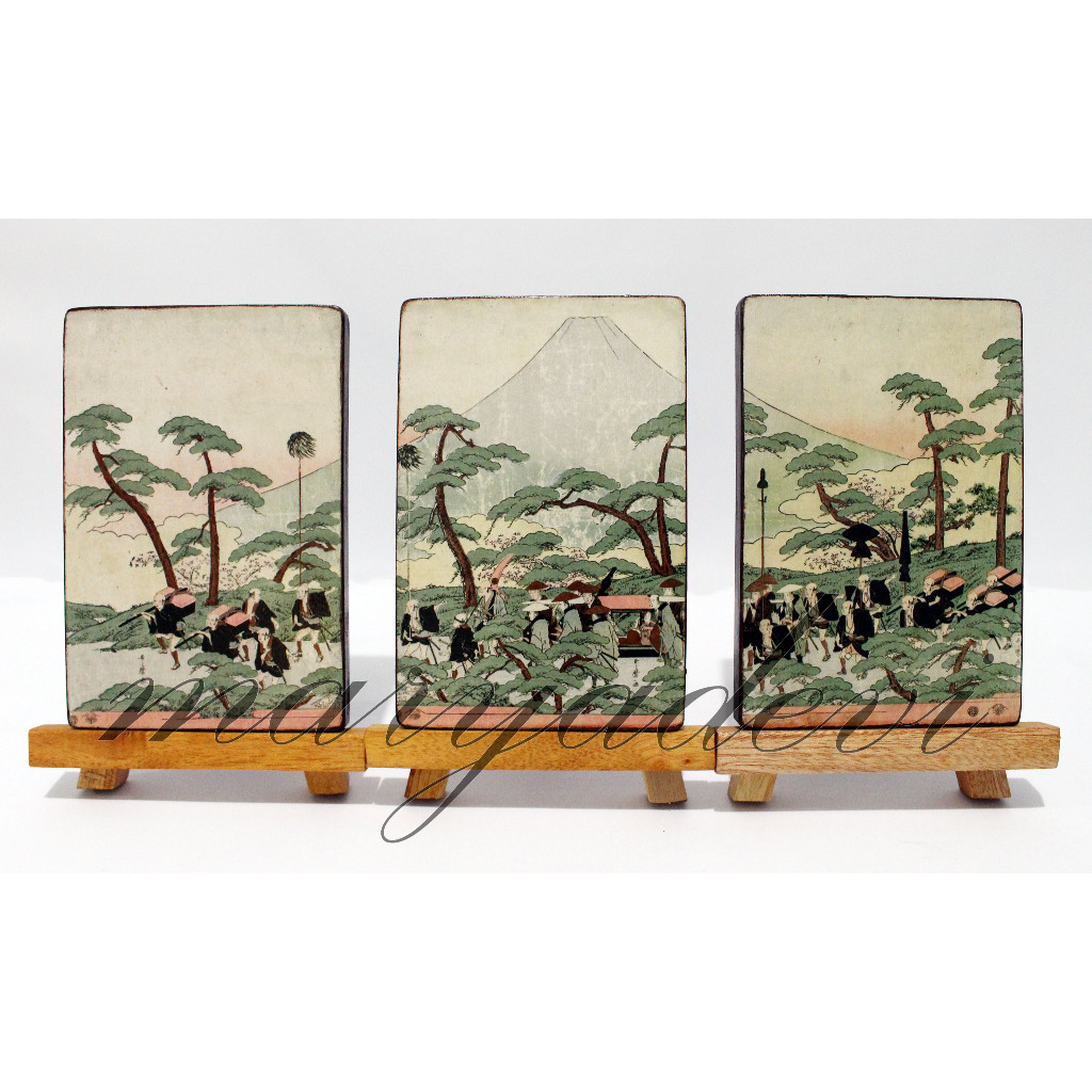 Procession at the Foot of Mount Fuji | Kitagawa Utamaro ukiyo e Wall & Desk Art | wood block handmad