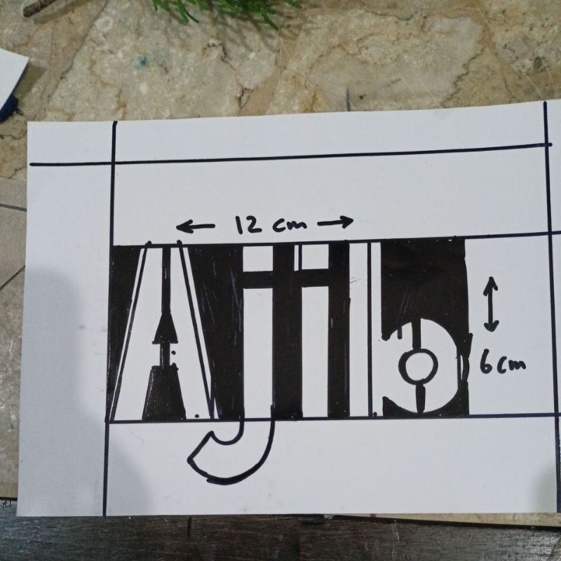 

custom stencil ajib 6x13cm duplex 200gsm