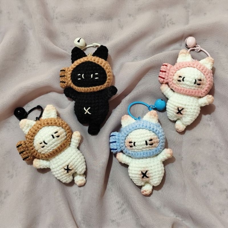 Taiyaki Cat Keychain Crochet | Gantungan Kunci Rajut Kucing Taiyaki