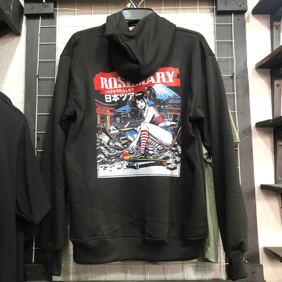 Sweater Rosemary Hoodie Hitam Casual Unisex Bahan Black Cotton Fleece | PULLOVER & ZIPPER | READY ST