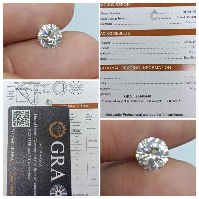 Permata Moissanite 1 ct Top Luster memo GRA