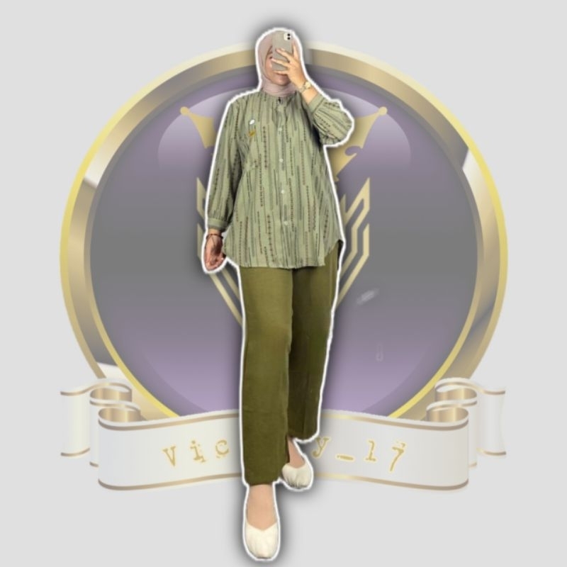 Setelan ONE SET BAJU RUMAHAN WANITA DEWASA BAHAN CRINKLE MOTIF ETNIK TERBARU KEKINIAN