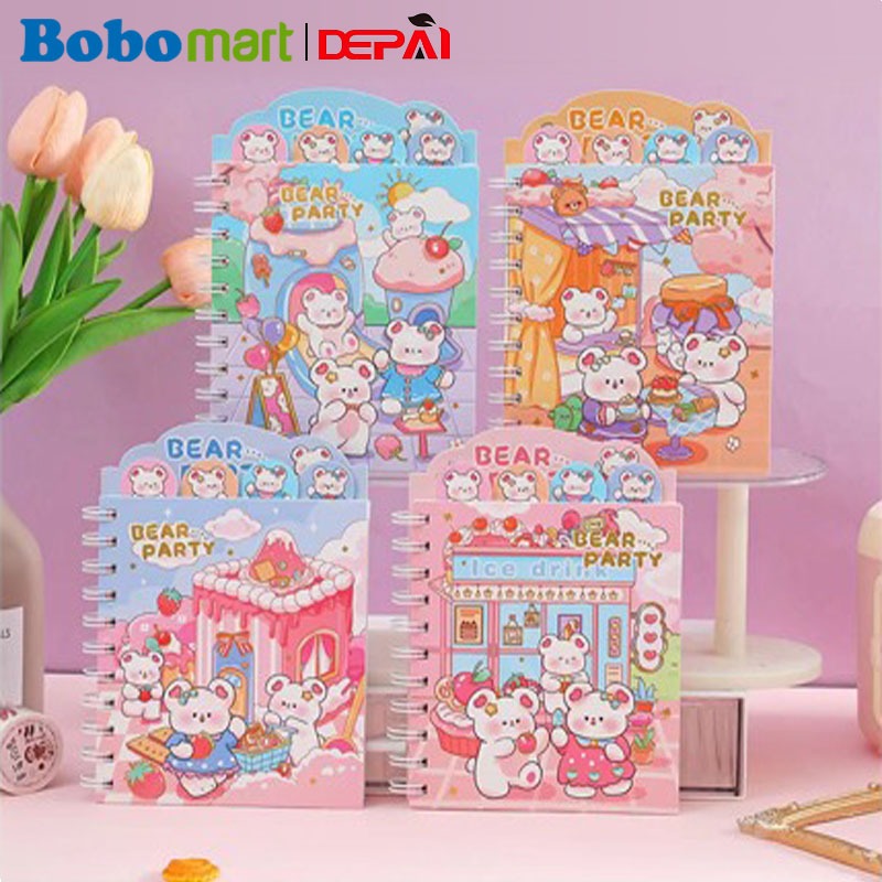 

BOBOMART 1 Pcs Buku Diary Notebook Depai DP2052, 80 Lembar, Buku Tulis Ring, Motif Cantik