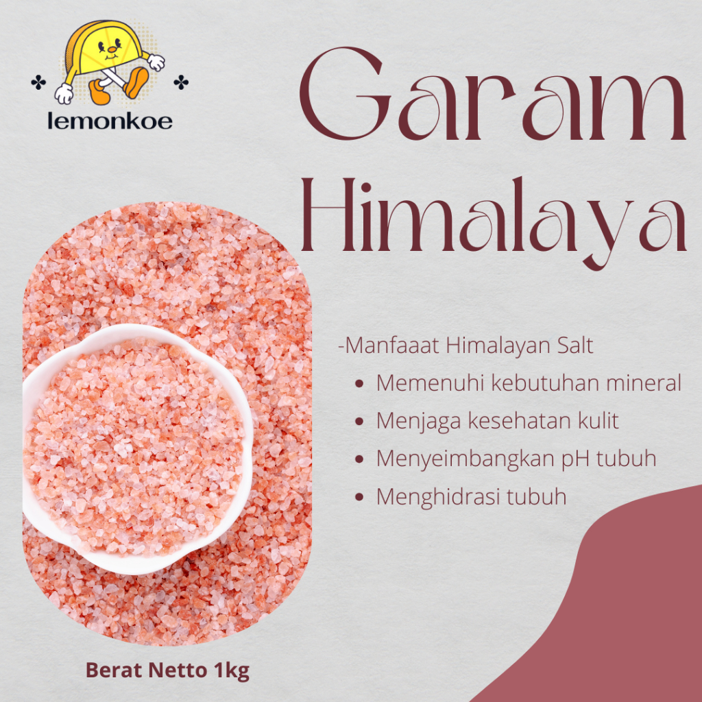 

Garam Himalaya Pink Salt Himalayan 1 kg original asli