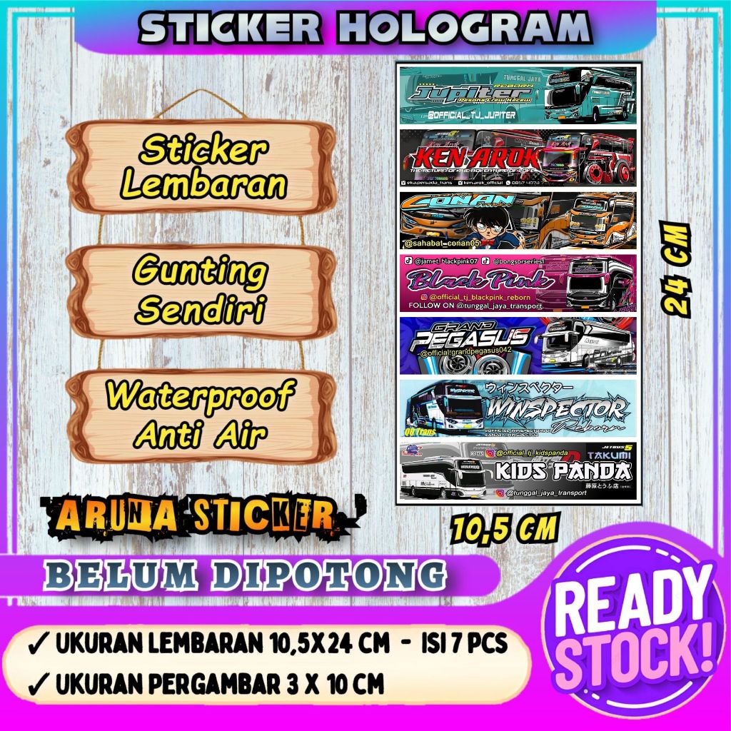 

STIKER BUS PANJANG Lembaran Isi 7 pc Stiker Bus Basuri Hologram Sticker Bus Mania