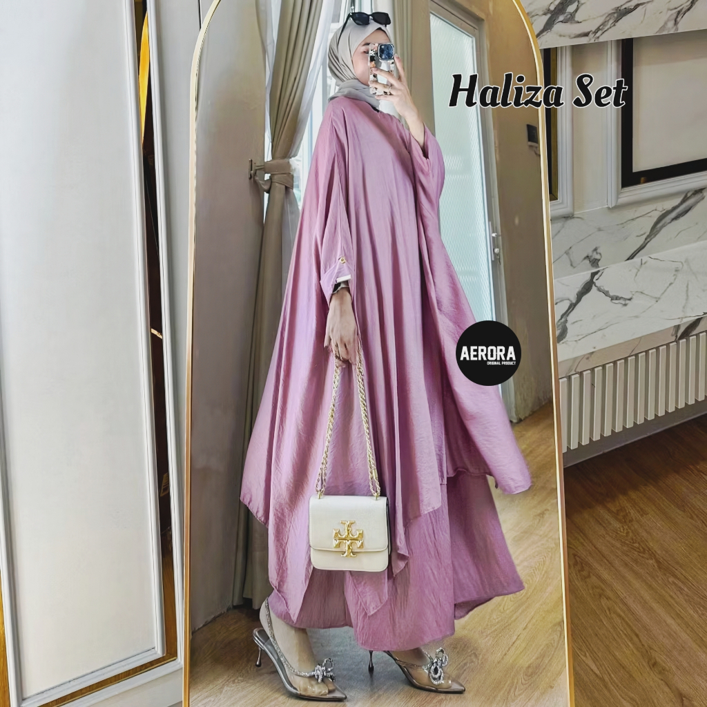 Aerora Baju Setelan Stelan Fashion One Set Haliza Rok Abaya Malayu Jumbo Muslim Wanita Terbaru