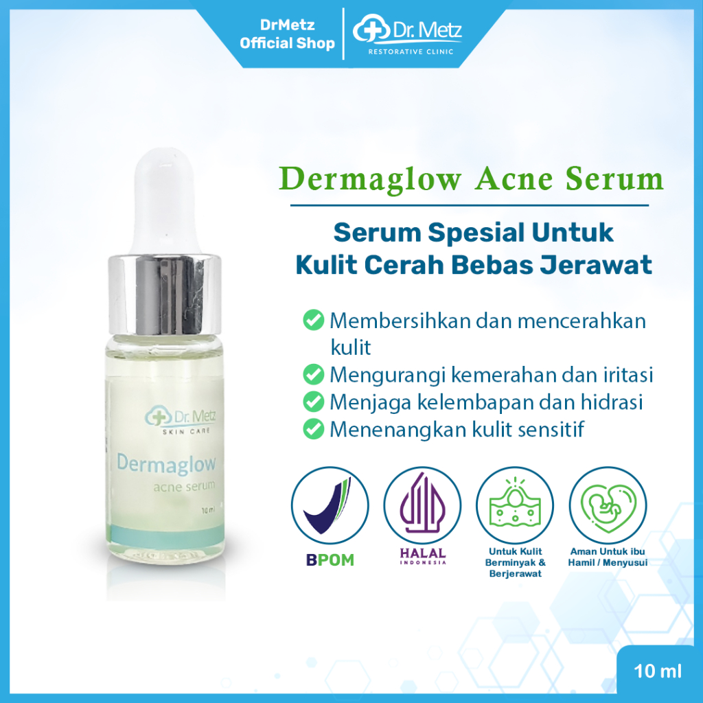 Dr Metz Skincare Dermaglow Acne Serum 10 ML - Serum Penghilang Jerawat BPOM DRM