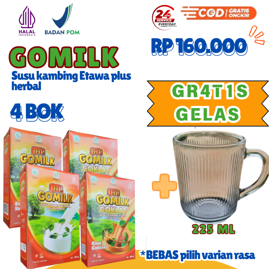 

[BELI 4 GRATIS GELAS 225 ML] BISA COD Gomilk untuk menjaga stamina tubuh, baik untuk penderita mag