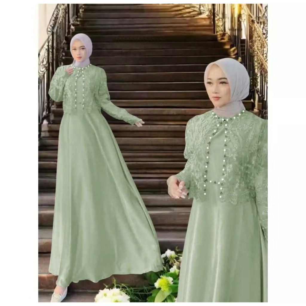 Baju Pesta Gamis Jumbo Wanita Muslimah adem Mewah Elegan Trand Lebaran Viral Model Terbaru 2025 Dres