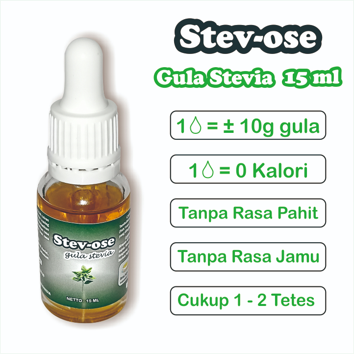 

Stev-ose stevia cair 15 ml, gula cair, pemanis cair, pemanis nol kalori