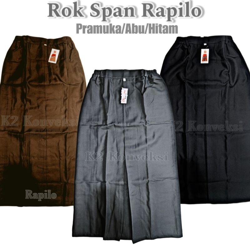 Rok Span belah depan Pramuka, SMA, Hitam Bahan RAPILO