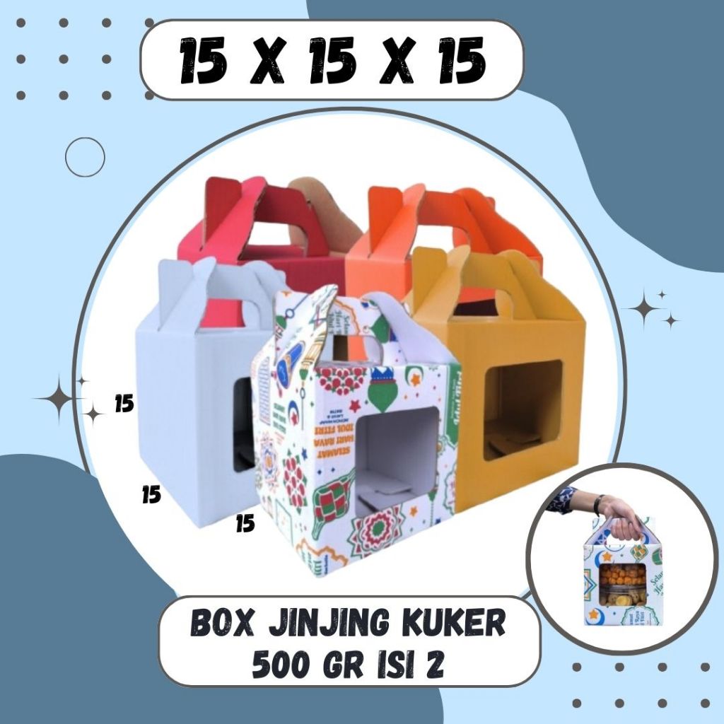 

Box 15x15x15 Jinjing (KUKER TOPLES 500gr Isi 2) Gable Box Kardus Kue Kering / Idul Fitri /Hampers / Lebaran / Gable Box Polos/Motif