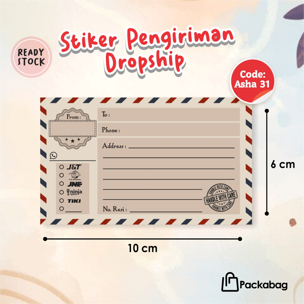 

STIKER PENGIRIMAN OLSHOP TEMPEL MURAH - STIKER LABEL PENGIRIMAN READY STOCK - ASHA 31