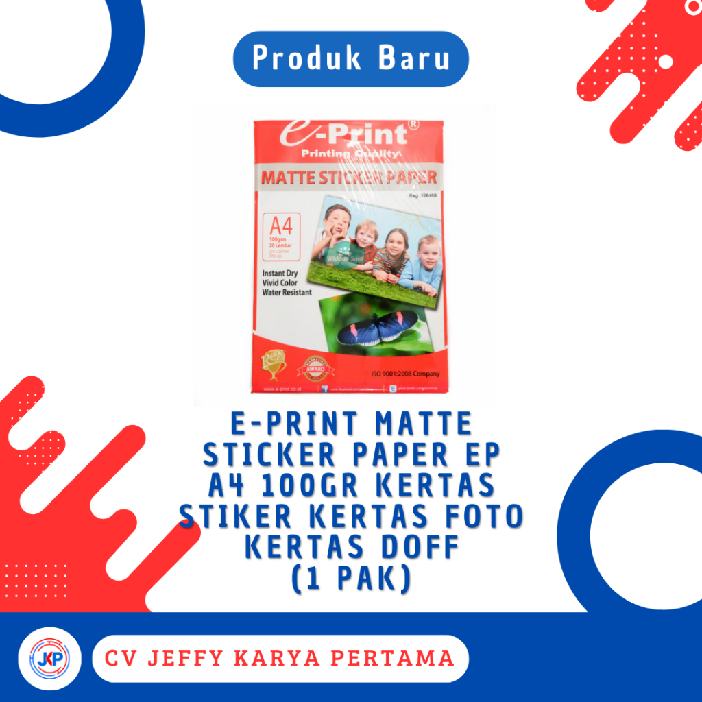 

E-Print Matte Sticker Paper EP A4 100gr Kertas Stiker Kertas Foto Kertas Doff (1 Pak)