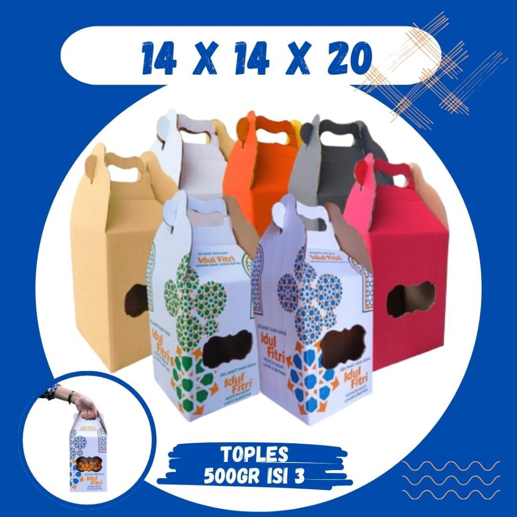 

Box Kuker 14x14x20 Toples 500gr isi 3 Jinjing Gable Box Jar Kue Kering Gable Box Serbaguna Botol Dus Kue Kering Kemasan Madu Souvenir