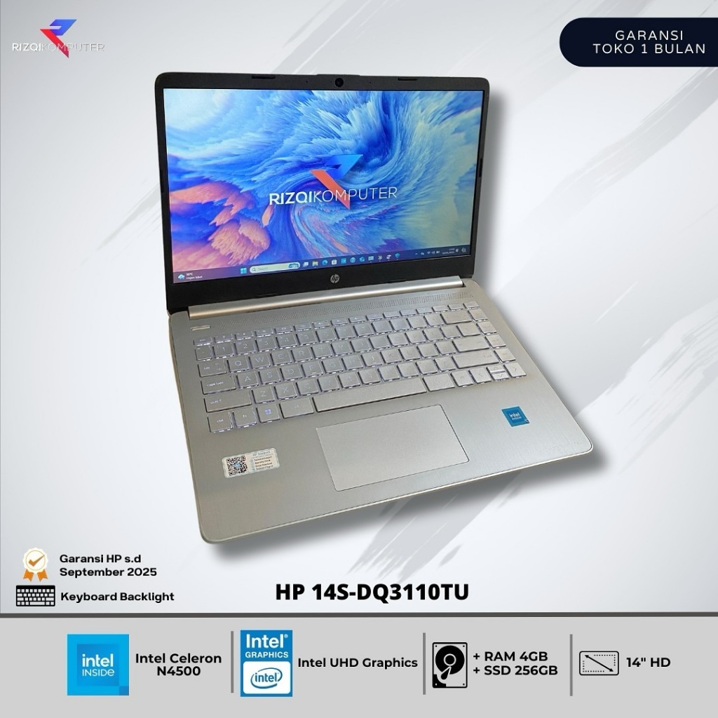 HP 14S-DQ3110TU Intel Celeron N4500 Ram 4GB SSD 256GB