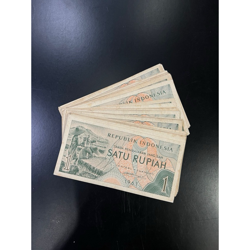 uang kertas kuno asli Indonesia 1 rupiah (satu rupiah) 1961