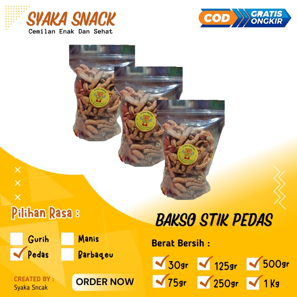 

Cemilan Bastik Rasa Pedas - Bakso stick - Kemasan Kecil