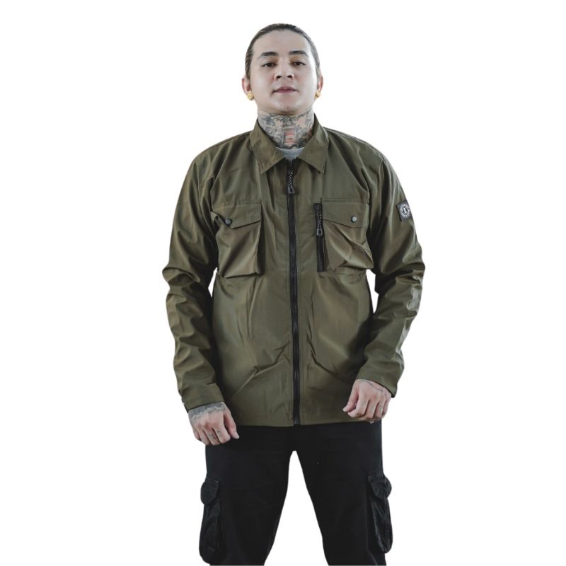 Overshirt Jacket Cringkle Outwear Army